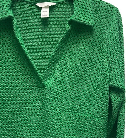 H & M Green V-Neck Collared Jersey Top - Picture 4 of 8